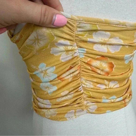 Urban outfitters cropped tank top tropical beach girl ruched M - Picture 5 of 6